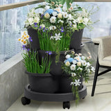 Vertical Garden Planter 3 Tiers Strawberry Stackable Vertical Pot Gardening Planter With Removable Wheels For Succulents Flowers