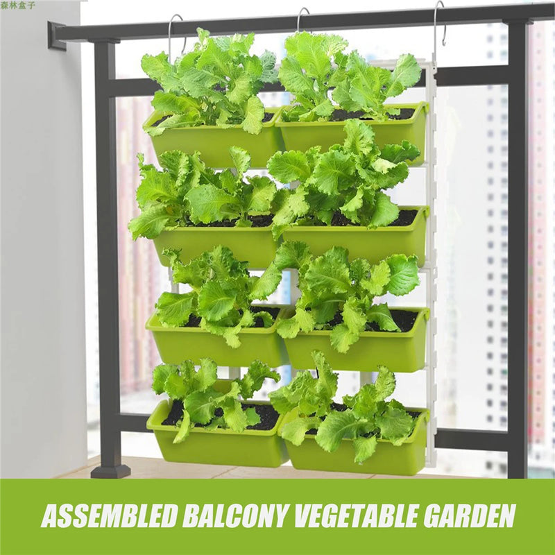4 Tier Wall-Mounted Elevated Garden Planter Raised Bed Vertical Flowers Pots Plant Container Accessories Flower Garden Supplies