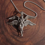 Retro Fallen Angels Necklace for Men Women Holy Four Wings Angel Goddess Pendent Punk Personality Jewelry Anniversary Gifts