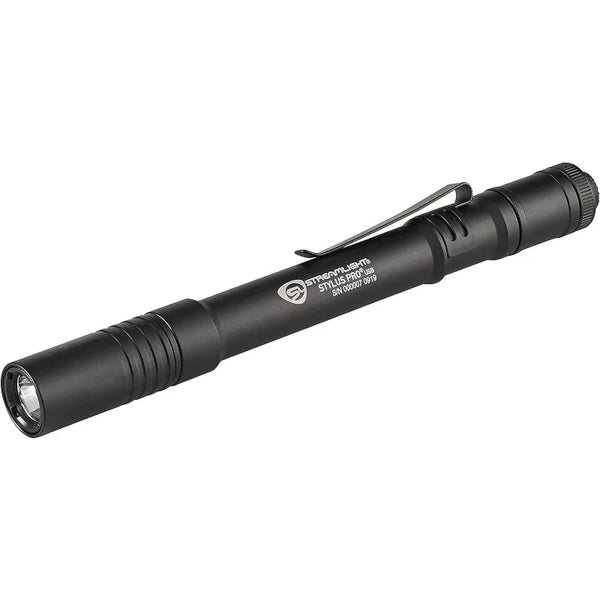 Streamlight 66134 Stylus Pro USB 350-Lumen Rechargeable Penlight with USB Cord & Nylon Holster, Black