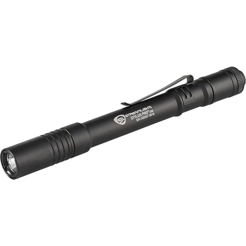 Streamlight 66134 Stylus Pro USB 350-Lumen Rechargeable Penlight with USB Cord & Nylon Holster, Black