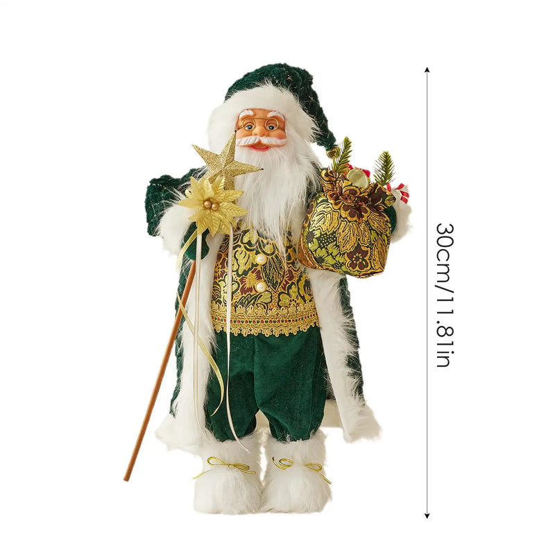 Green Santa Claus Creative Green-Clothed Santa Claus Hug Bag Plush Standing Statue Ornament for Holiday Party