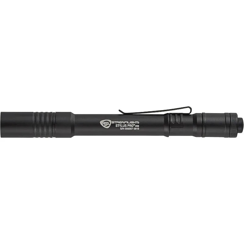 Streamlight 66134 Stylus Pro USB 350-Lumen Rechargeable Penlight with USB Cord & Nylon Holster, Black