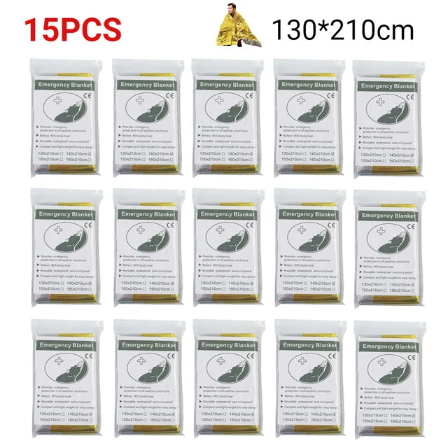 5-30pcs Outdoor Emergency Survival Blanket First Aid Rescue Kit Waterproof Waterproof Foil Thermal Camping Military Blanket Hot