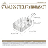 CAMPINGMOO S-1218 Outdoor Fried Nets and Baskets, Camping Folding 304 Stainless Steel Fried French Fries, Picnic Lunch Boxes