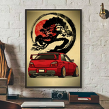 Japanese Cars Samurai Poster Poster HD art sticky wall waterproof home living room bedroom bar aesthetic decoration