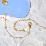 Vnox Ocean Style Stainless Steel Pearl Conch Necklace Summer Jewelry For Women Girl Gold Color Bead Chain Cool Collar Heart Tail