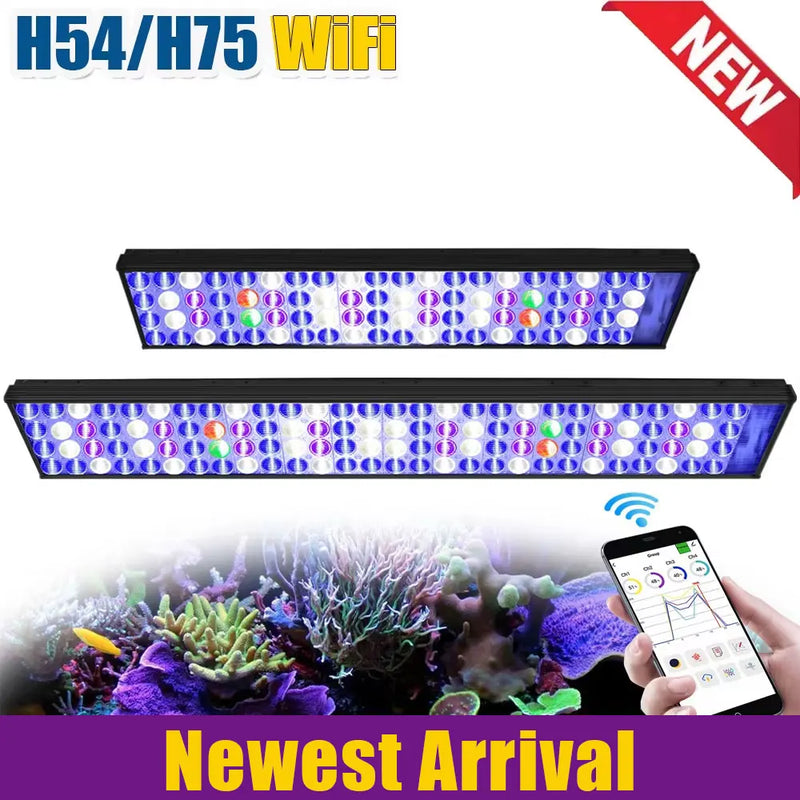 New PopBloom WiFi Reef Aquarium Led Light, Marine Aquarium Lamp Full Spectrum for 60cm 90cm 120cm SPS/LPS Coral Aquarium Tank