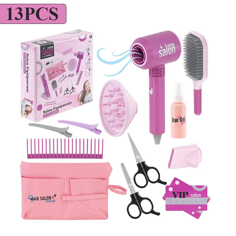 Kids Hair Beauty Makeup Set Girl Simulation Hair Dryer Fashion Styling Tool Pretend Play Children Toys House Gift