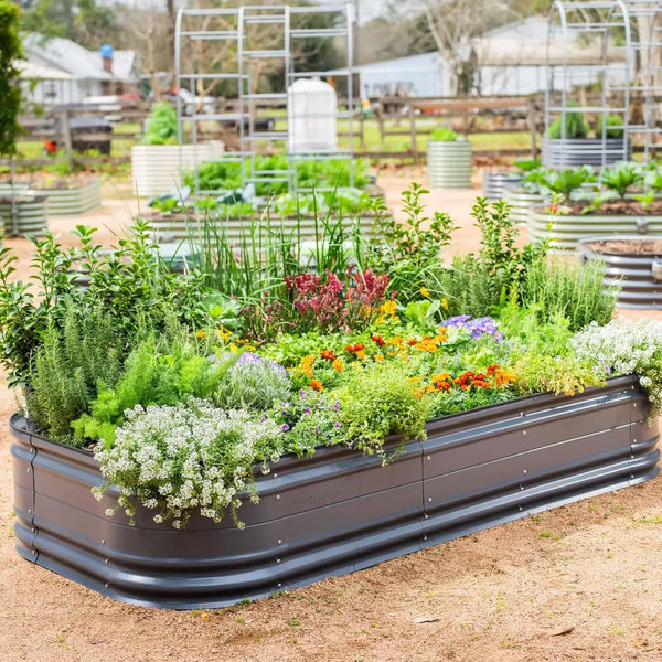 17" Tall 10 in 1 Novel Modular Raised Garden Bed Kit, Metal Planter Box for Vegetables Flowers Herbs