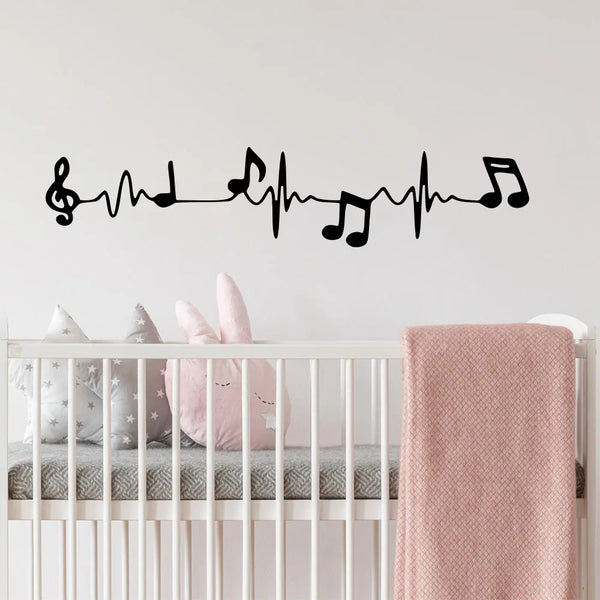 Large Music Note Heartbeat Wall Sticker Classroom School Musical Jazz Rock Band Wall Decal Playroom Vinyl Home Decor