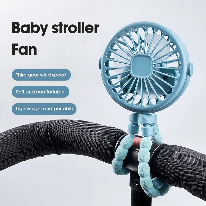 Fan Portable Desktop Folding Fan,Outdoor Baby Stroller Handheld Fan, Summer Mute Small Multifunctional Octopus Mini Fan