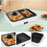Hot Pot with Grill, Electric Hot Pot and Frying Pan Shabu Shabu Pot with Grill 2 in 1 Indoor NonStick Shabu Shabu Pot andGriddle