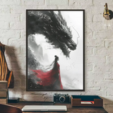 Asian Ink Style Dragon Shadow Waves Art Poster HD art sticky wall waterproof home living room bedroom bar aesthetic decoration