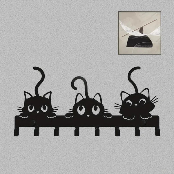 Multifunctional Iron Wall Hanging Cute Cat Key Rack Festive Atmosphere Cat Wall Rack Hook Household Key Coat Hanger Hook