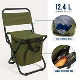 FUNDANGO Small Fishing Chair, Camping RV Trekking Hunting, with Backrest, Lightweight, Foldable, Men's Gift, 265 lbs Capacity