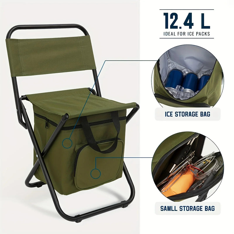 FUNDANGO Small Fishing Chair, Camping RV Trekking Hunting, with Backrest, Lightweight, Foldable, Men's Gift, 265 lbs Capacity