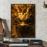 Asian Ink Style Dragon Shadow Waves Art Poster HD art sticky wall waterproof home living room bedroom bar aesthetic decoration