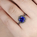 European and American new fashionable retro royal blue zircon inlaid personalized luxury versatile women's ring