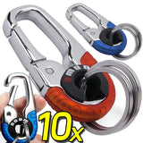 Men Keychain Hook Stainless Steel Keychain Buckle Outdoor Carabiner Climbing Tool Double Ring Car Fishing Key Ring Accessories
