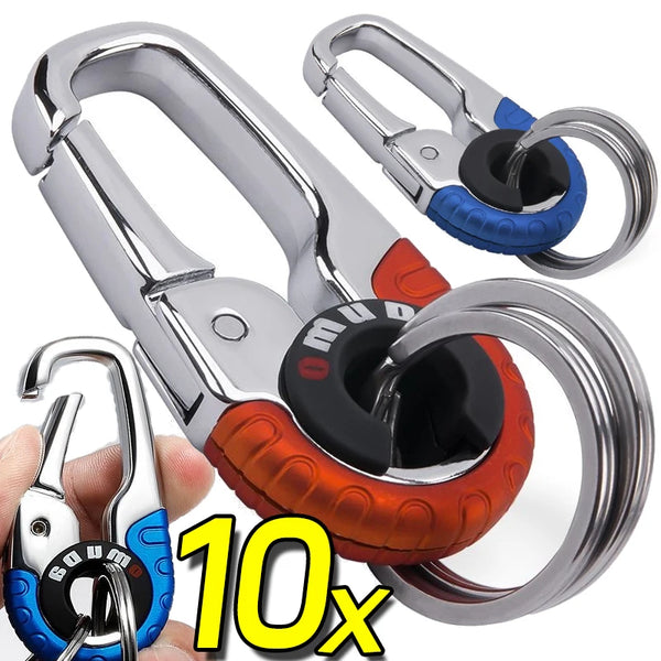 Men Keychain Hook Stainless Steel Keychain Buckle Outdoor Carabiner Climbing Tool Double Ring Car Fishing Key Ring Accessories