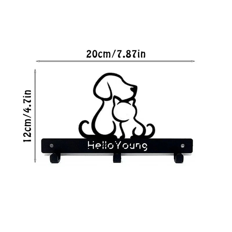 Multifunctional Iron Wall Hanging Cute Cat Key Rack Festive Atmosphere Cat Wall Rack Hook Household Key Coat Hanger Hook
