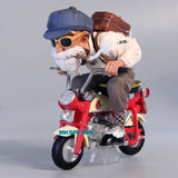 15cm Dragon Ball Z Anime Figure Son Goku Master Roshi Locomotives PVC Action Kame Sennin Motorcycle Toys for Children Collector