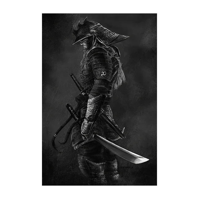 Vintage Japanese Samurai Poster Printed Canvas Modern Living Room Drawing Art Decor Black White Photo Wall Decoration No Frame