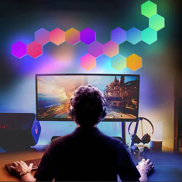 RGB Touch Led Wall Hexagon Light Bluetooth APP Control DYI Shape Rhythm Of Music Computer Game Room Decoration Night Ligh