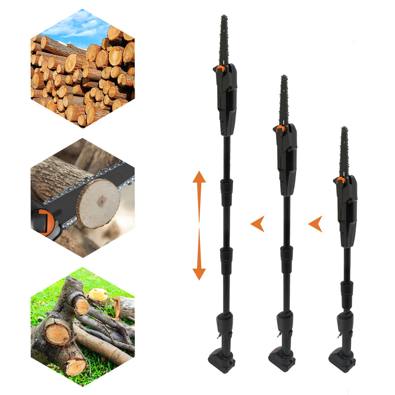 Integrated High Reach Pole Electric Saw Rechargeable Cordless Chainsaw Double Section Assemble Shaft Branch Cutter and Low Noise