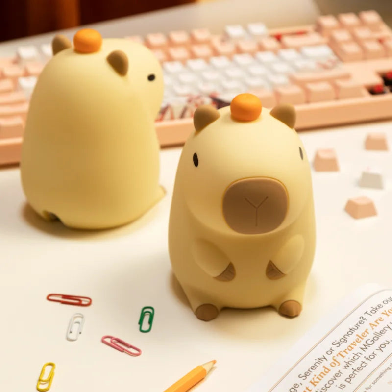 LED Silicone Capybara Night Light Cute Cartoon Animal Lamp USB Rechargeable Touch Sensor Sleeping Lamp Children Room Decor Gifts