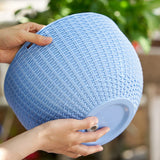 European Style Honeycomb Pattern Imitation Rattan Hanging Hanging Plastic Flower Pot Hanging Pot Indoor Hanging Basket