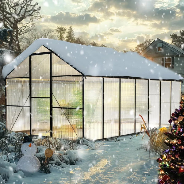 Green Houses for Outside, Large Walk-in Heavy Duty Greenhouse and Winter Garden Planting, Enhanced Aluminum Greenhouse Kit Withs