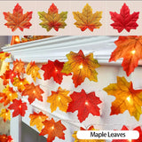 10/20LED Artificial Autumn Maple Leaves Garland Led Fairy Lights for Christmas Decoration Thanksgiving Party DIY Decor Halloween