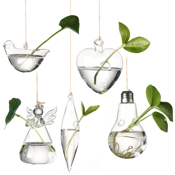 Creative Hanging Glass Vase Hydroponics Plant Vases Flower Pot Terrarium Container Party Wedding Home Decoration Garden Supplies