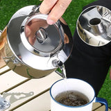 Portable Stainless Steel Tea Kettle Outdoor Camping Teapot Kettle Coffee Pot 1.2L Capacity Water Kettle Hiking Picnic Tableware