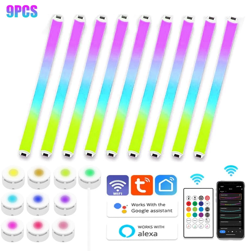 WIFI RGB Backlight Decorative Light Bar LED DIY Splicing Wall Lights Atmosphere Night Lamp Music Rhythm TV Bedroom Game Room