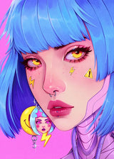 Cyber Punk Anime Neon Cool Girl Poster Aesthetic Purple Canvas Painting Wall Art Prints Pictures Gamer Room Home Decoration