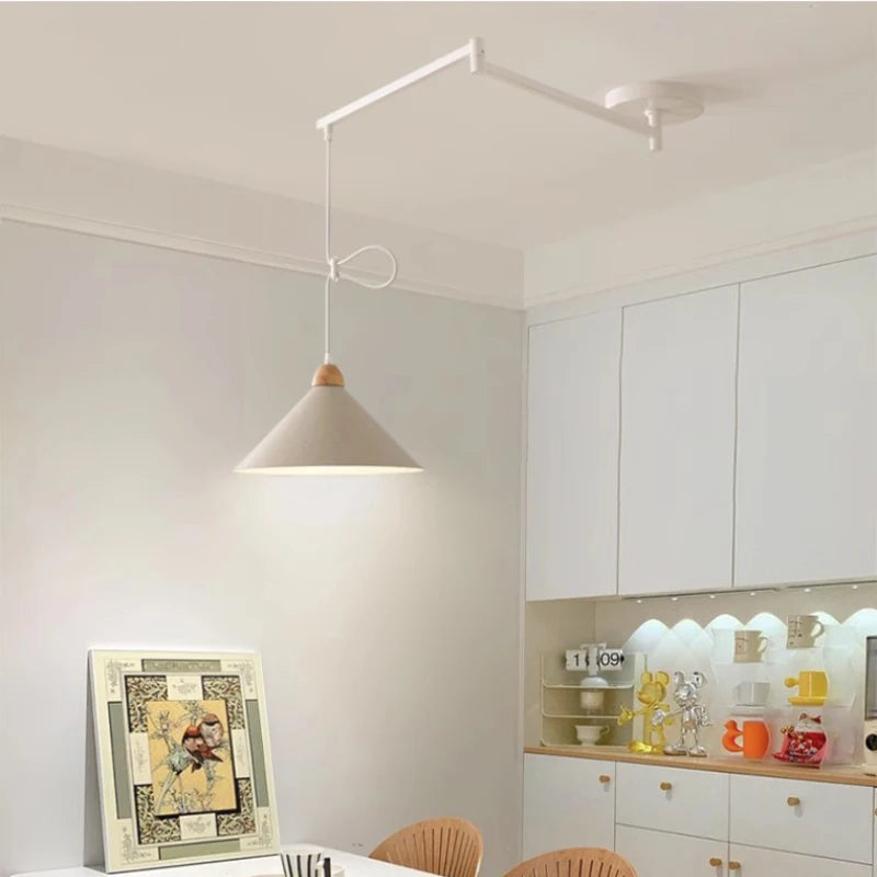 Modern Dining Table Rocker Chandeliers LED Can Be Shifted Long Pole Lamps Nordic Simple Telescopic Folding Long Arm Chandelier