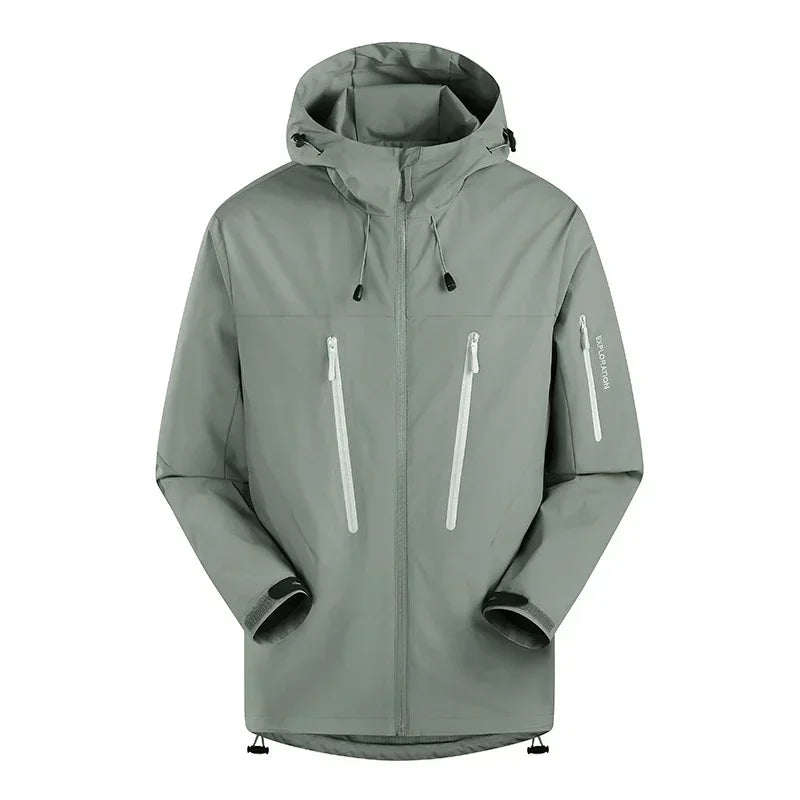 Spring Autumn Men's Windbreaker Fashion Outdoor Mountaineering Travel Windproof Waterproof Hooded Jacket Slim Fit Versatile Coat