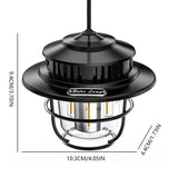 LED Camping Lantern Retro Hanging Light Portable Stepless Dimming Waterproof Rechargeable Outdoor Camping and Emergency Lighting