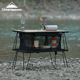 CAMPINGMOON T230/T-2303 Multi purpose Iron Storage Rack Camping Table Portable Multi functional BBQ Outdoor Folding Table