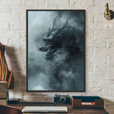 Asian Ink Style Dragon Shadow Waves Art Poster HD art sticky wall waterproof home living room bedroom bar aesthetic decoration