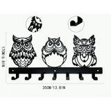 Owl on Maple Trees Steel Key Holder, Steel Key Rack, Metal Owl Key Hanger Wall hanging Towel Rack Coat rack Storage rack