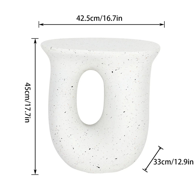 LUVODI Modern U-shaped Geometric Lightweight Concrete Accent Table Garden Stool Decorative Side Table for Indoor Outdoor