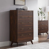FlutedDresser, Modern Chest of Drawers with Faux Marble Top, Curved Profile Design, Wood Drawer Organizer for Bedroom