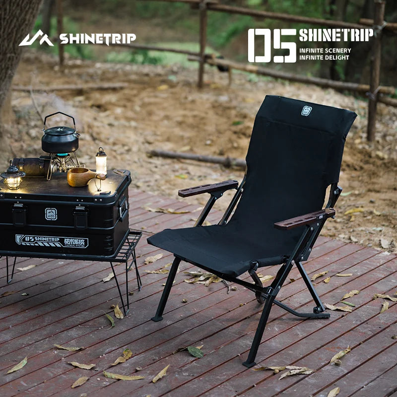 ShineTrip Outdoor Camping Foldable Portable Chair Aluminum Alloy High Back Recliner Fishing Picnic Equipment Chair