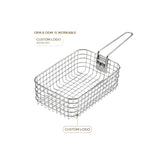 CAMPINGMOO S-1218 Outdoor Fried Nets and Baskets, Camping Folding 304 Stainless Steel Fried French Fries, Picnic Lunch Boxes