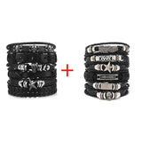 1 Fashion Bracelet Viking  Bracelet For Men Hand Bracelets Woven Skull Hand Jewelry Adjustable Leather Set Bracelet For Leather