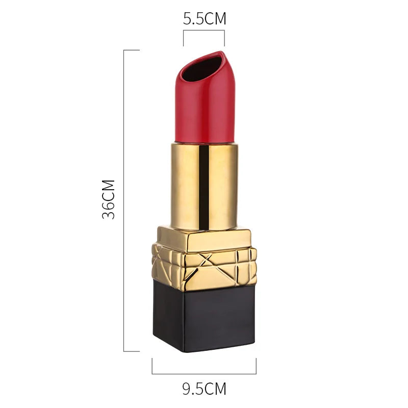 Creative Lipstick Vase Ceramic Dried Flower Flower Arrangement Accessories Countertop Vase Modern Home Living Room Decoration